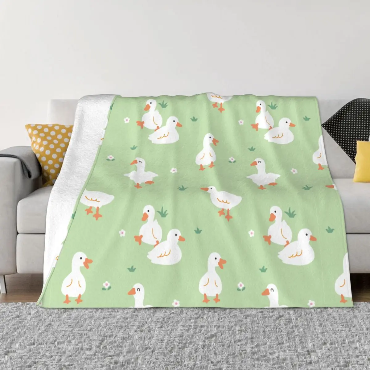 

Cartoon Cute Duck And Chicken Blanket Fleece Spring/Autumn Breathable Super Soft Throw Blankets for Sofa Couch Bedspreads