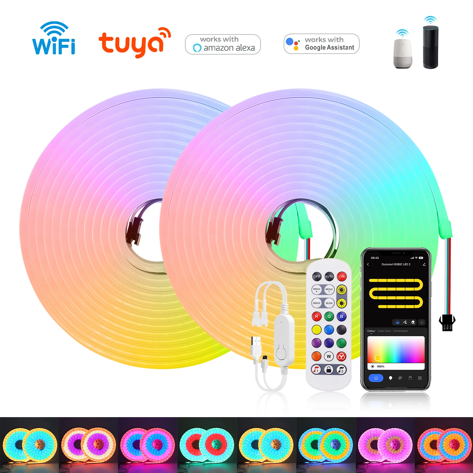 

Tuya WS2812B DC5V USB RGBIC Neon LED Strip Light Full Color Remote WiFi APP Control 6X12MM DIY Decoration Pixels Led Lights Lamp