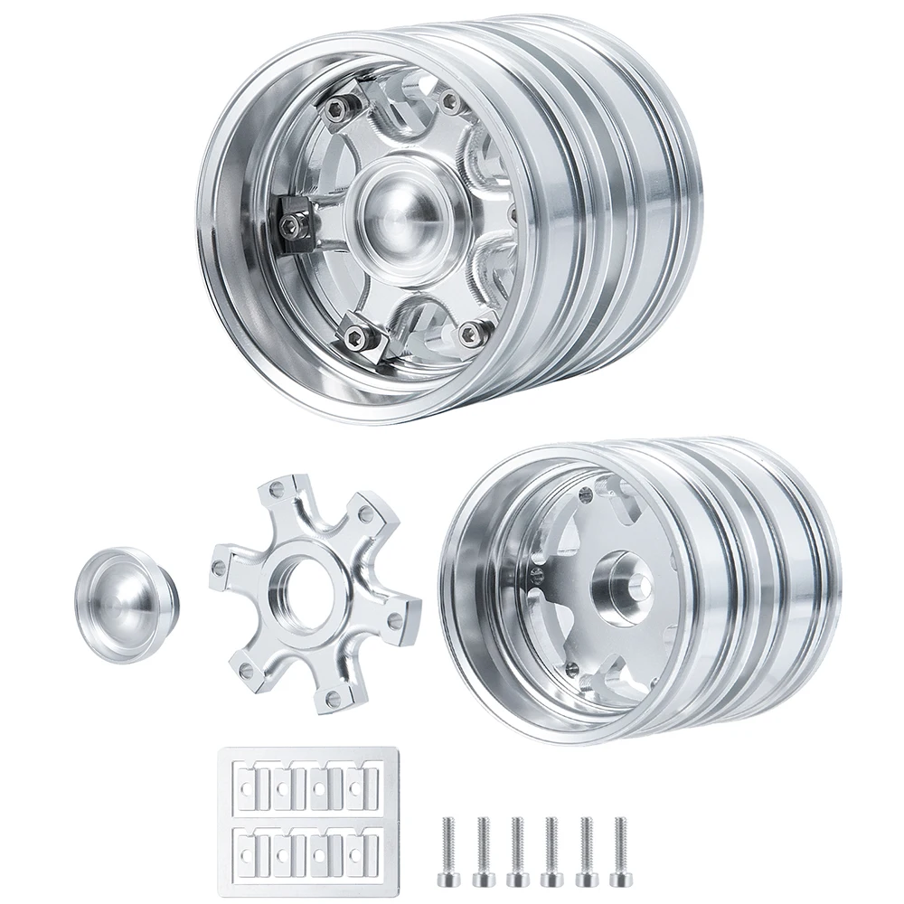 AXSPEED Tamiya Rear Wheel Rim Aluminum Alloy 6 Spokes Wheel Hub for 1/14th Scale RC Tractor Truck Trailer Tipper Cargo Car Parts