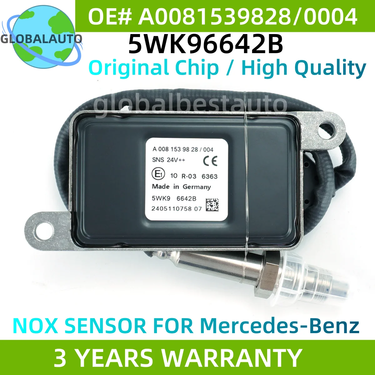 

5WK96642B 5WK96642A A0081539828 A0101539328 A0101539001 NOX Sensor Nitrogen Oxygen Sensor For Mercedes-Benz Actros Atego Truck