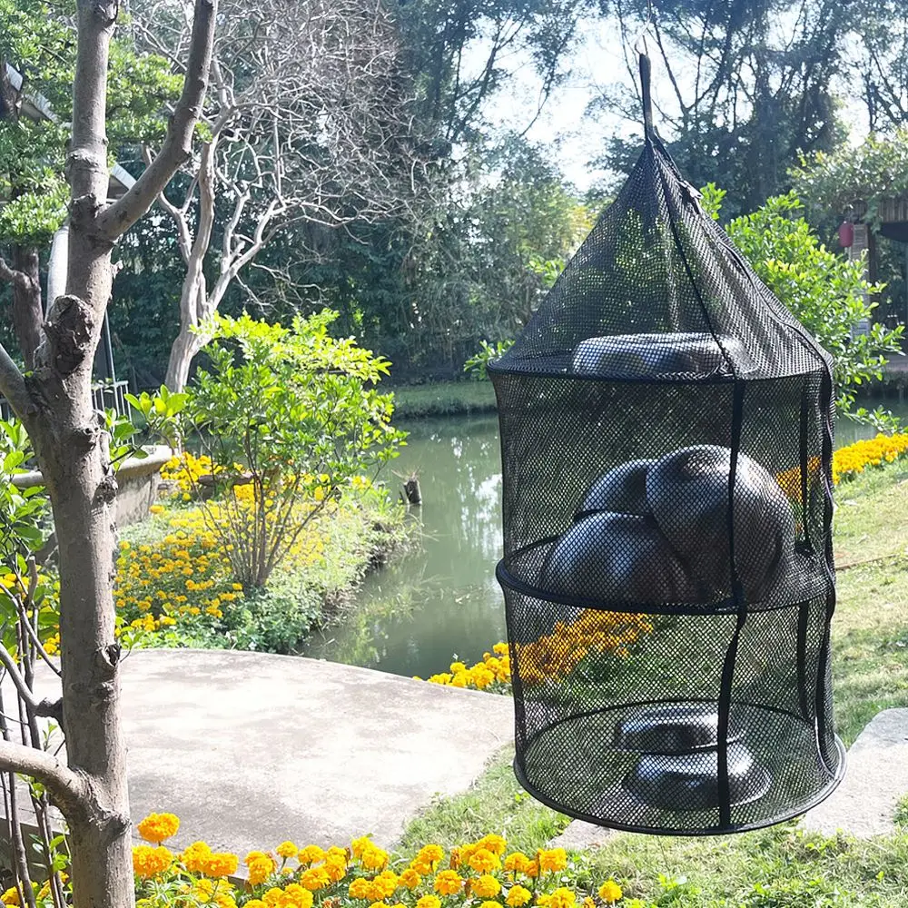 Three Layer Hanging Mesh Drying Net Foldable Rack For Food Vegetable Fish Herb Dehydrating Home Outdoor Garden Storage