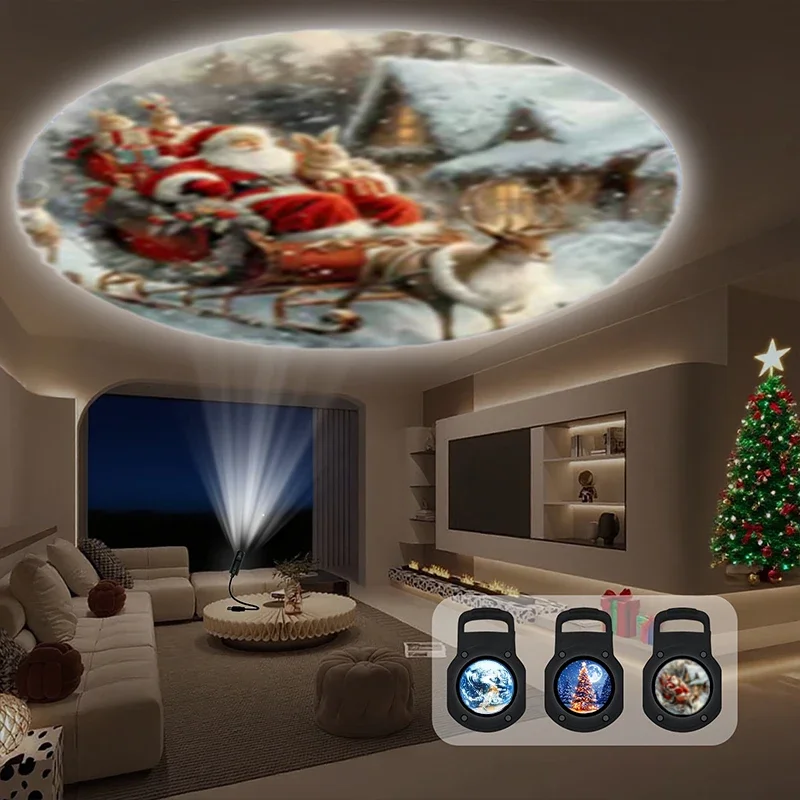 

1/3/6 узоров праздничное освещение Рождественская лампа для проектора с питанием от USB вращающаяся светодиодная проекция для внутреннего домашнего праздничного украшения