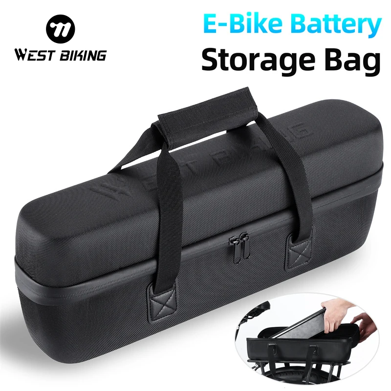 WEST BIKING Waterproof Battery Storage Bag Portable Large Capacity Travel Suitcase Electric Bicycle Battery Case E-bike Handbag