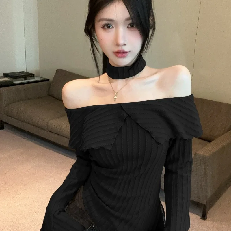 تصميم غير منتظم Bell Sve Top 2025 خريف شتاء جديد Sle المرأة Faion واحد oulder Basero تي شيرت طويل Sve Crew... #3