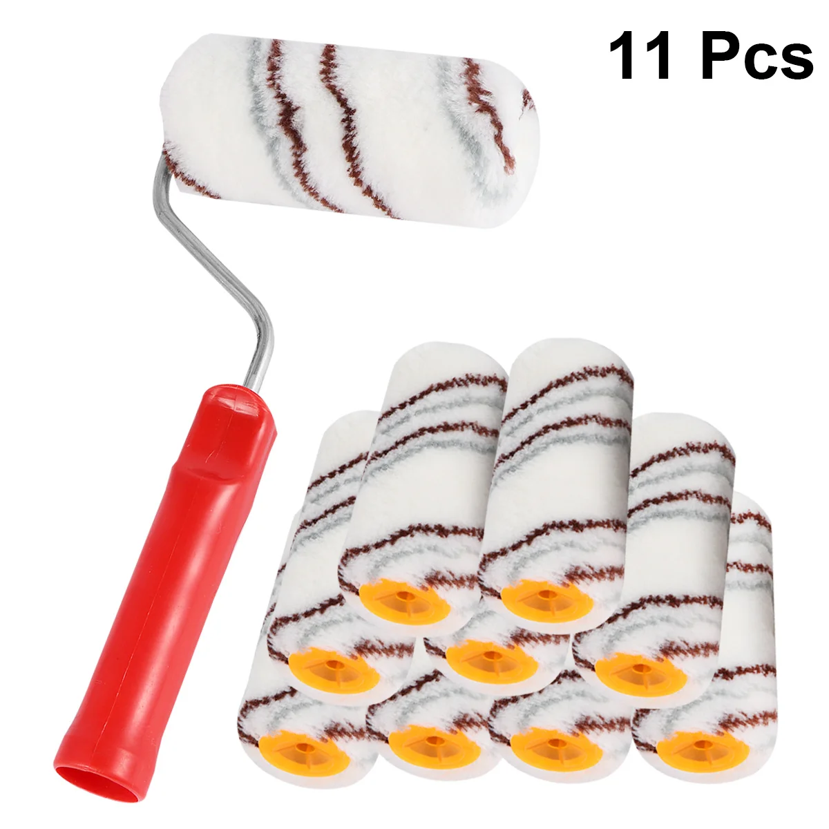 

11 шт., 4-дюймовый мини-набор валиков для краски, 22,5 см, ручка разных цветов, инструмент для рисования стен для дверей, окон, плинтусов, проектов «сделай сам»