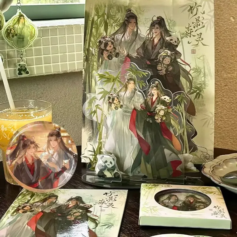 علامة واقفة من الأكريليك ذات شوكة مزدوجة للذكرى السابعة لشارة "LAN Wangji Wei Wuxian" Gu Zi لـ "Modao Ancestor"