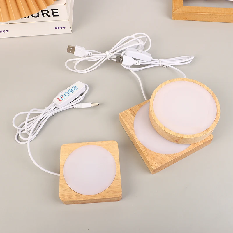 Support de Veilleuse LED en Bois de Hêtre pour CitroBall, Base Ronde ou Carrée, 8/10cm