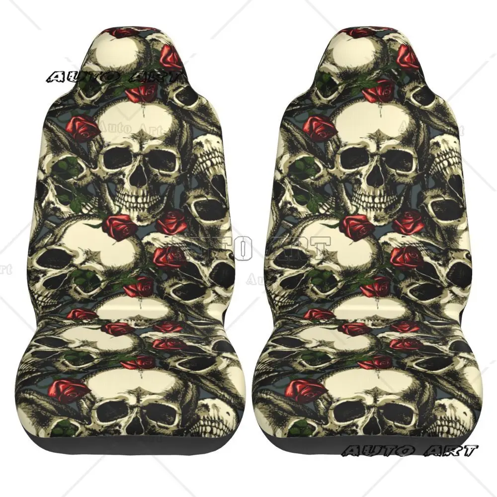 Grunge Pattern with Skulls Rock Car seat protective cover, front seat cover suitable for most car models, anti fouling  New