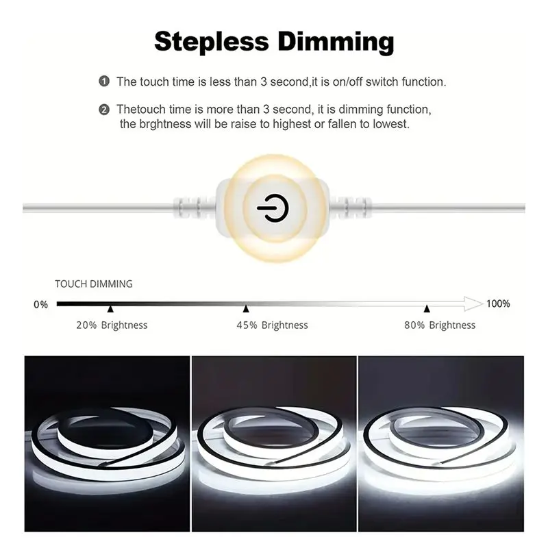 2M USB 5V Smart Neon Strip Lights Touch Sensor Dimmable LED Lamp Waterproof Flexible Light For Home Room Kitchen Decor-AEF7