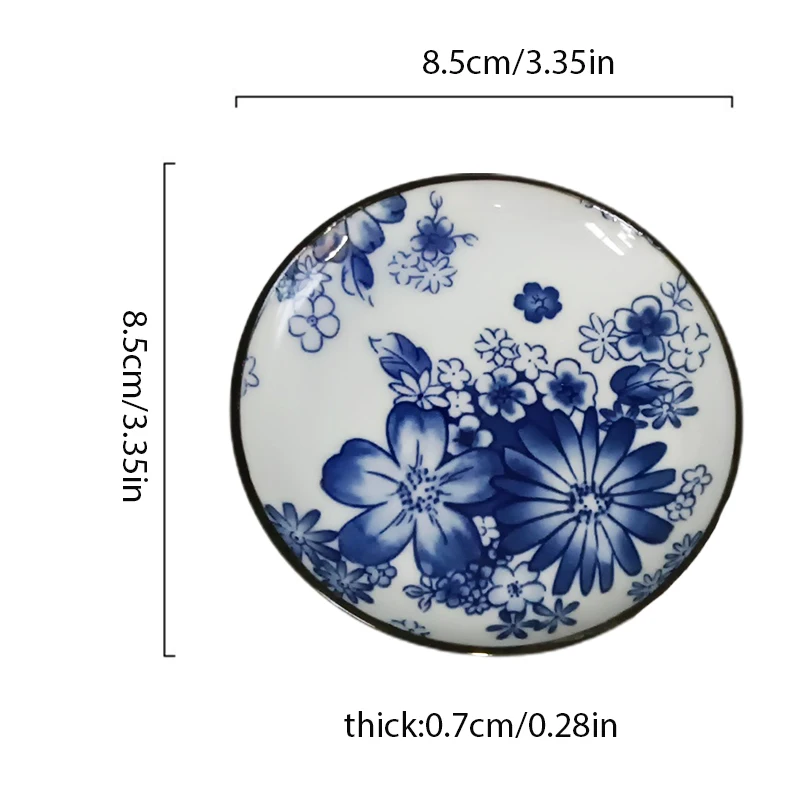 1PC Chinese Style Ceramic Tea Cup Mat Blue and White Porcelain Household Tea Set Accessory Japanese Coaster Insulating Mat