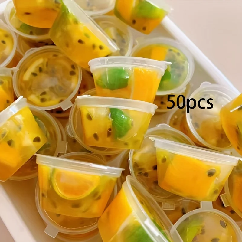 50cps Mini Transparent Plastic Season Box Portable Dipping Sauce Storage Box Fruit Tea Block Freezing Mold Kitchen accessories