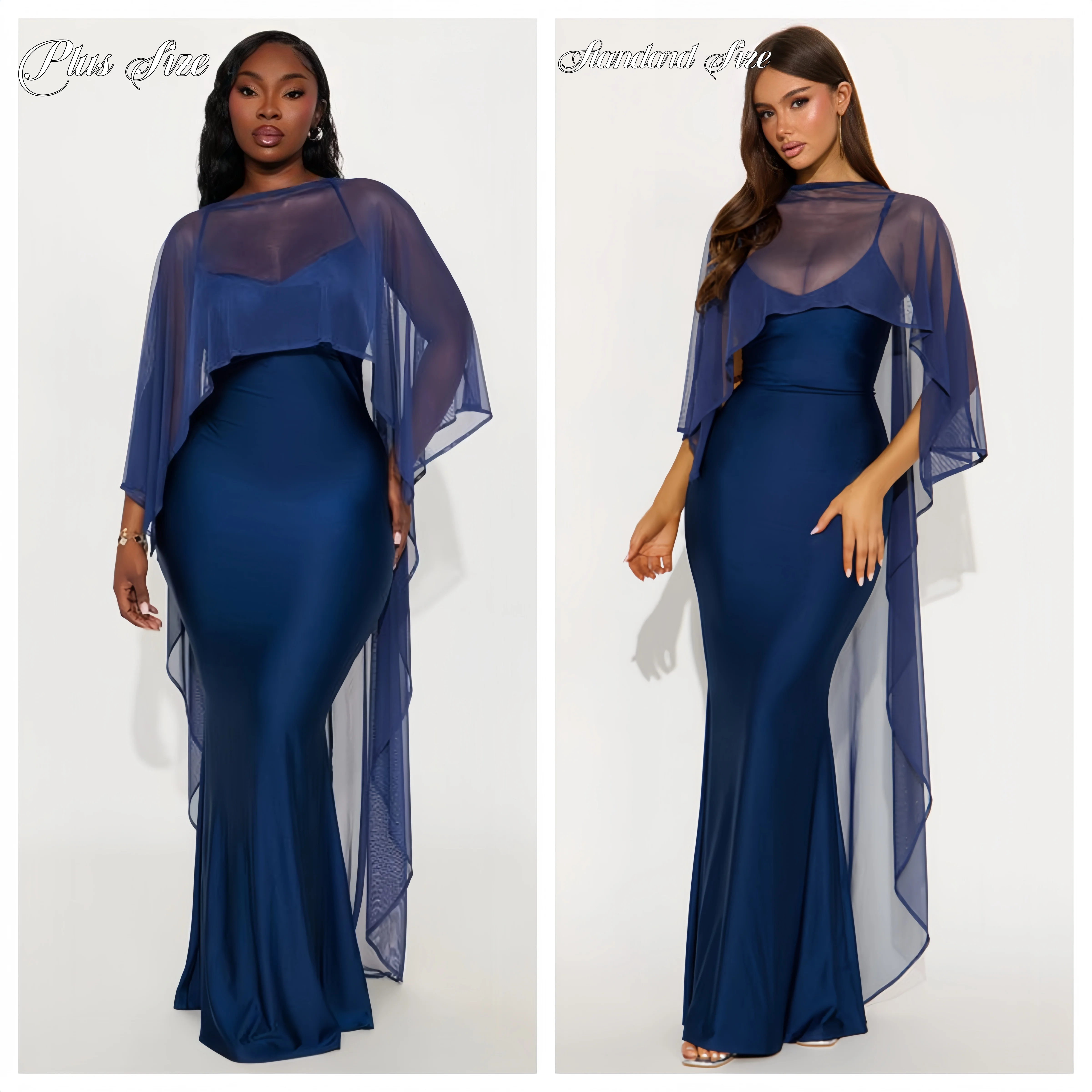 

Plus Size Women's Sheer Mesh Poncho Solid Color Round Neck High Low Asymmetrical Hem Jacket Loose Shawl Wraps Cape Cover-up