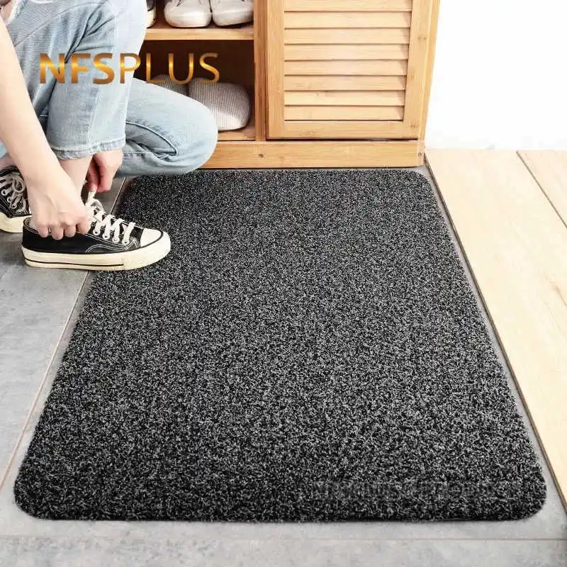 Shoes Clean Doormat Entrance Door Mat Carpet 40x60cm Black Coffee Polyester Fiber Waterproof Welcome Floor Rugs Home Decoration