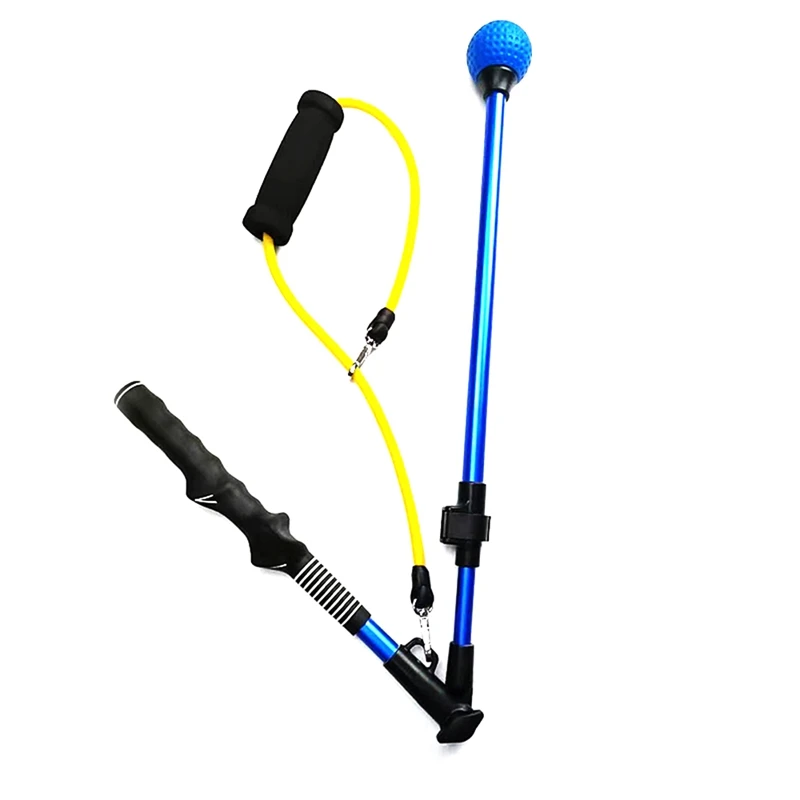 

Folding Golf Swing Trainer Stick Posture Corrector Practice Swing Training Aids With Rubber Rope Strength Exercises