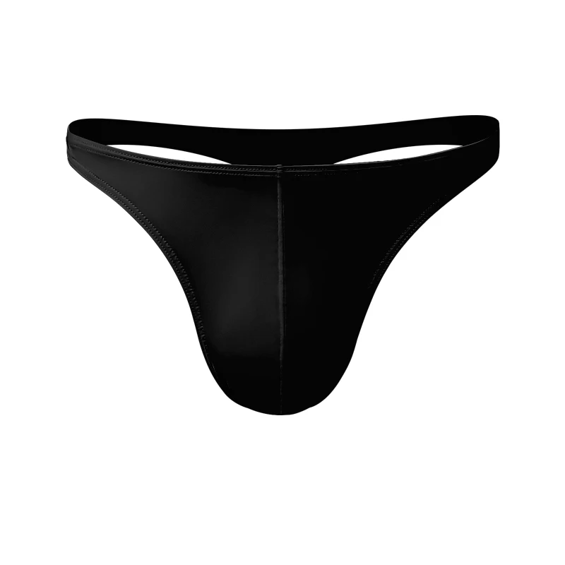 Men's Low-Waist Solid Color U-Convex Elastic Tight-Fitting Sexy T-Underwear Ice Silk Smooth Butt-Exposing Thong Breathable T-Pants