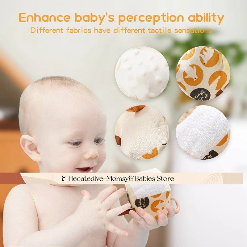 【Giocattolo per bambini】 Giocattolo da presa sensoriale per bambini Cubo sonaglio lenitivo Palla tattile Appendiabiti per passeggino in tessuto Addestramento infantile