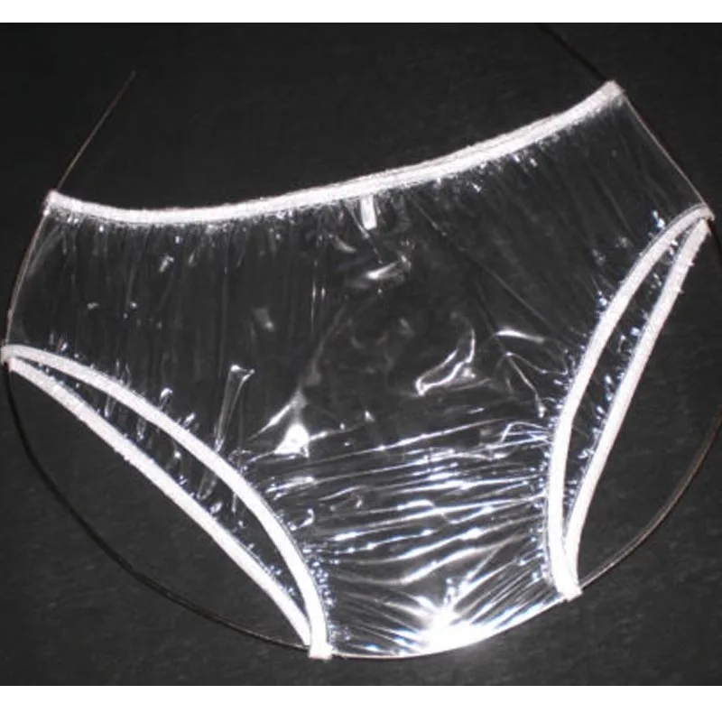 Sexy Men's Panties Sheer PVC Pants Boxer Shorts Women Soft Smooth Couple Erotic Plastic Briefs ABDL Waterproof Diaper Panties