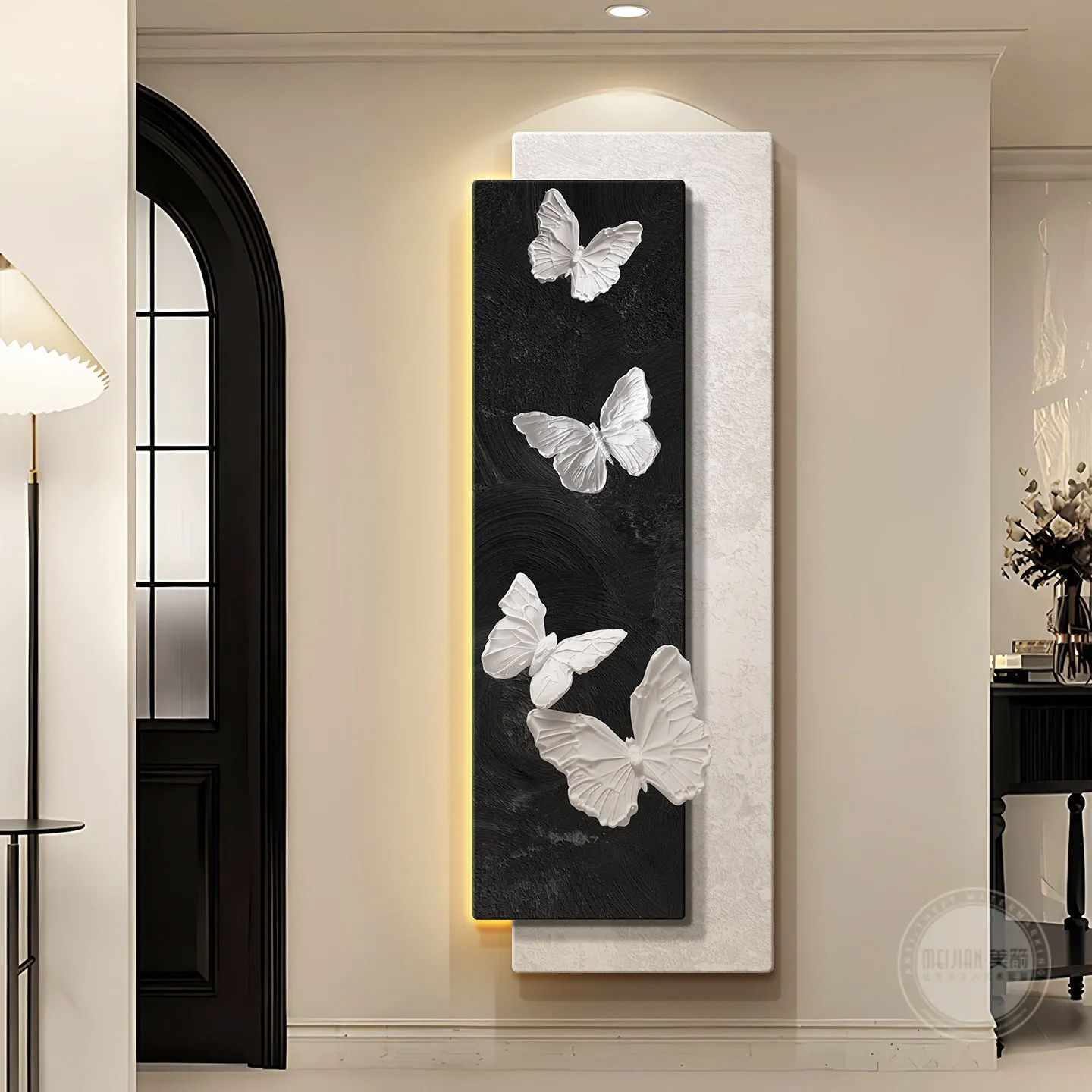 2026 New Light Luxury Entrance Decoration Painting Modern Living Room Entrance Hanging Painting with Lights Corridor Mural Paint