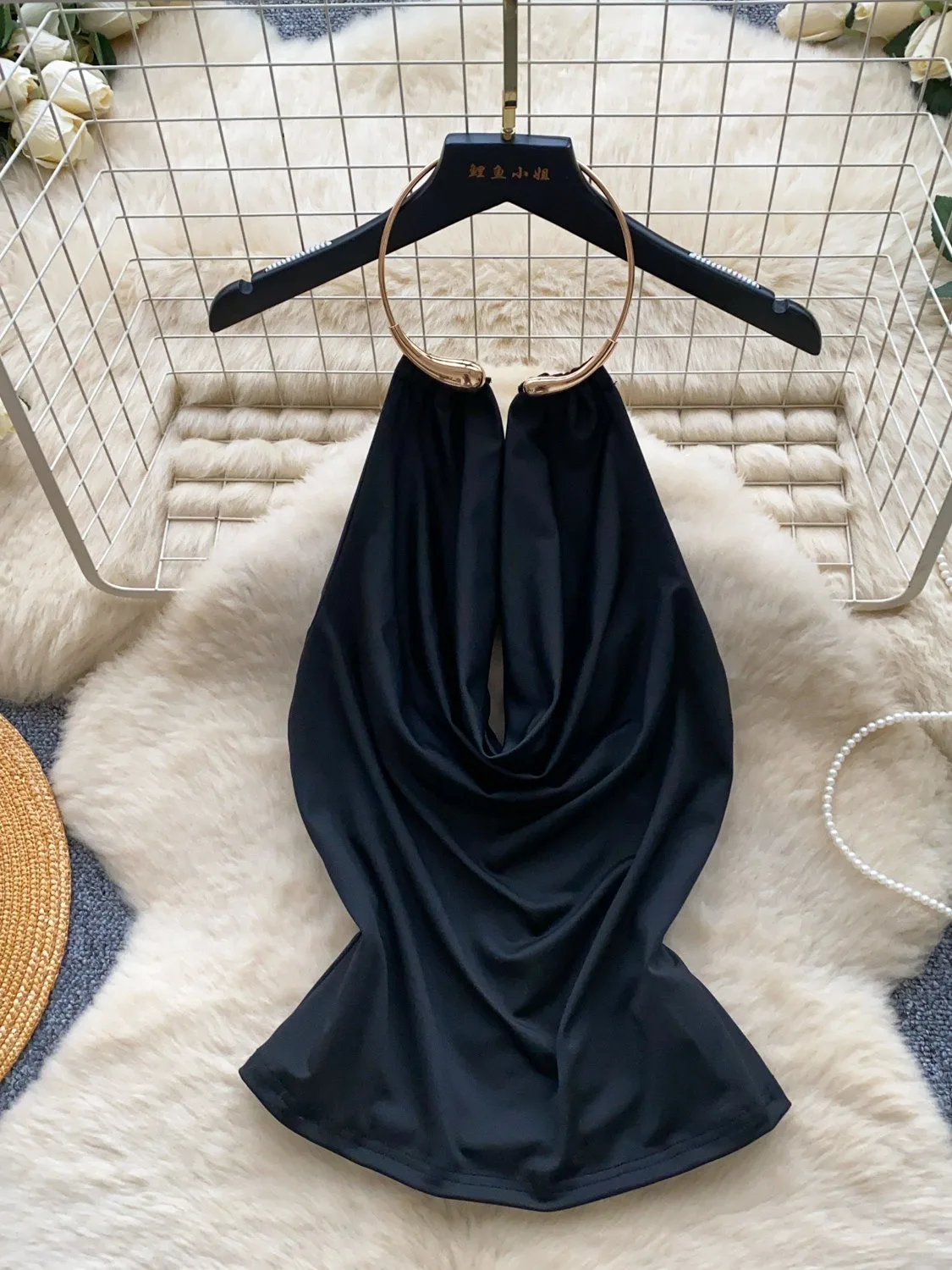 Sexy And Spicy Girl Style Neck Hanging Style, Slimming Camisole Vest, Women'S Backless Waist Cinched Top