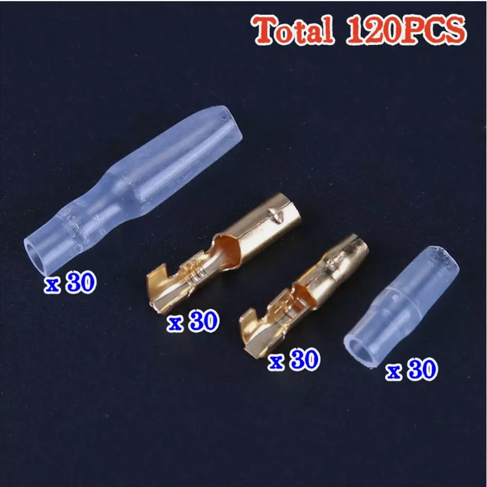 120PCS 3,5mm Bullet Connectors Kit Messing Bullet Männliche & Weibliche Drahtklemmen Stecker mit Isolierabdeckung für Auto Motorrad