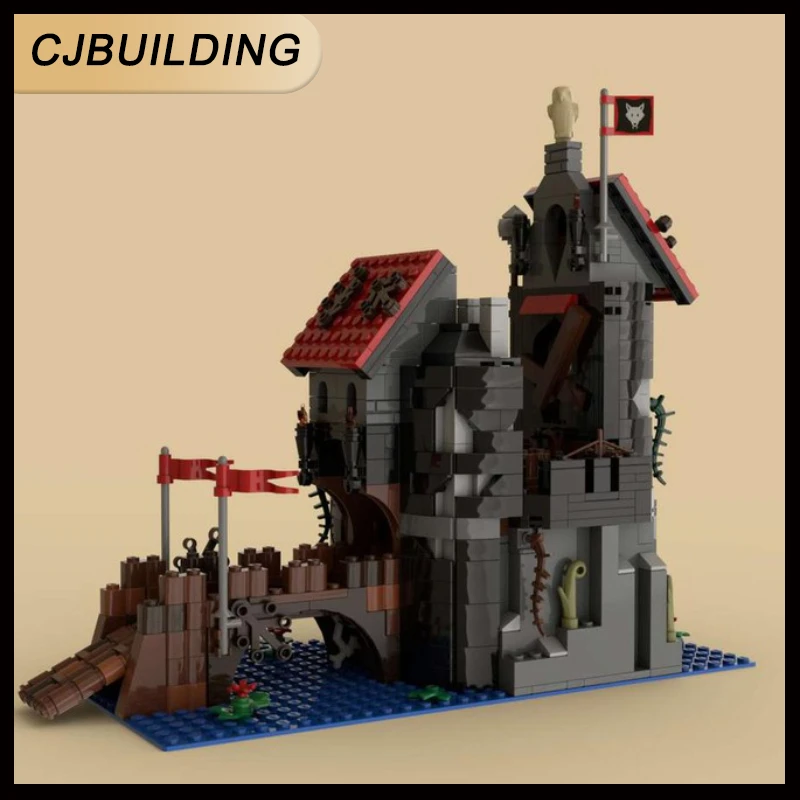 847PCS Moc Abandoned Wolfpack Tower Architecture Model Building Blocks DIY Creative Assembly Bricks Toy MOC-66312