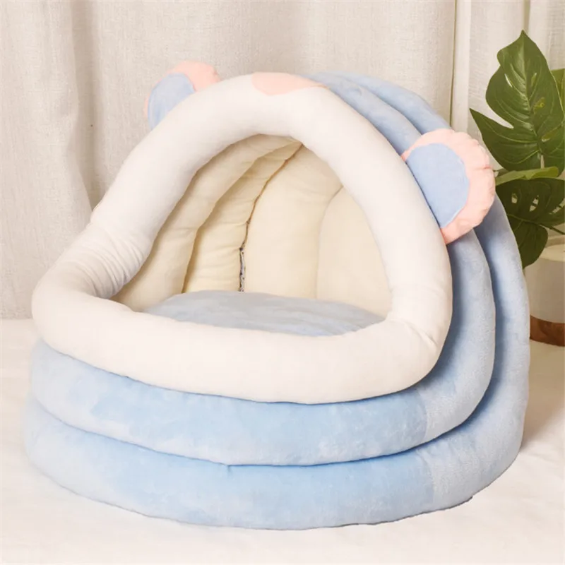 Pet Tent Cave Bed for Cats Small Dogs Self-Warming Cat Tent Bed Cat Hut Comfortable Pet Sleeping Bed Foldable Removable Washable