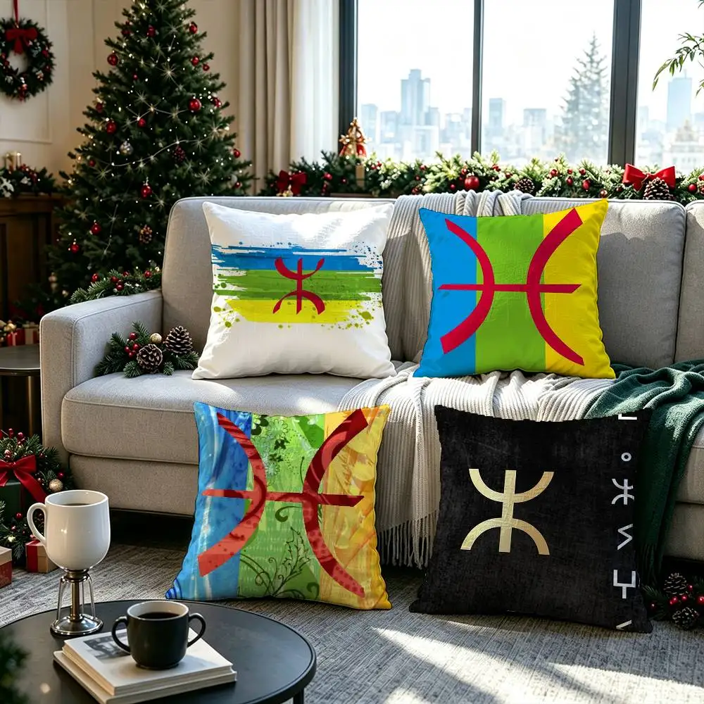 ART Amazigh Berber Flag  Pillow cover Soft Microfiber Pillowcase Home Sofa Decor Surprise Decorative printed.