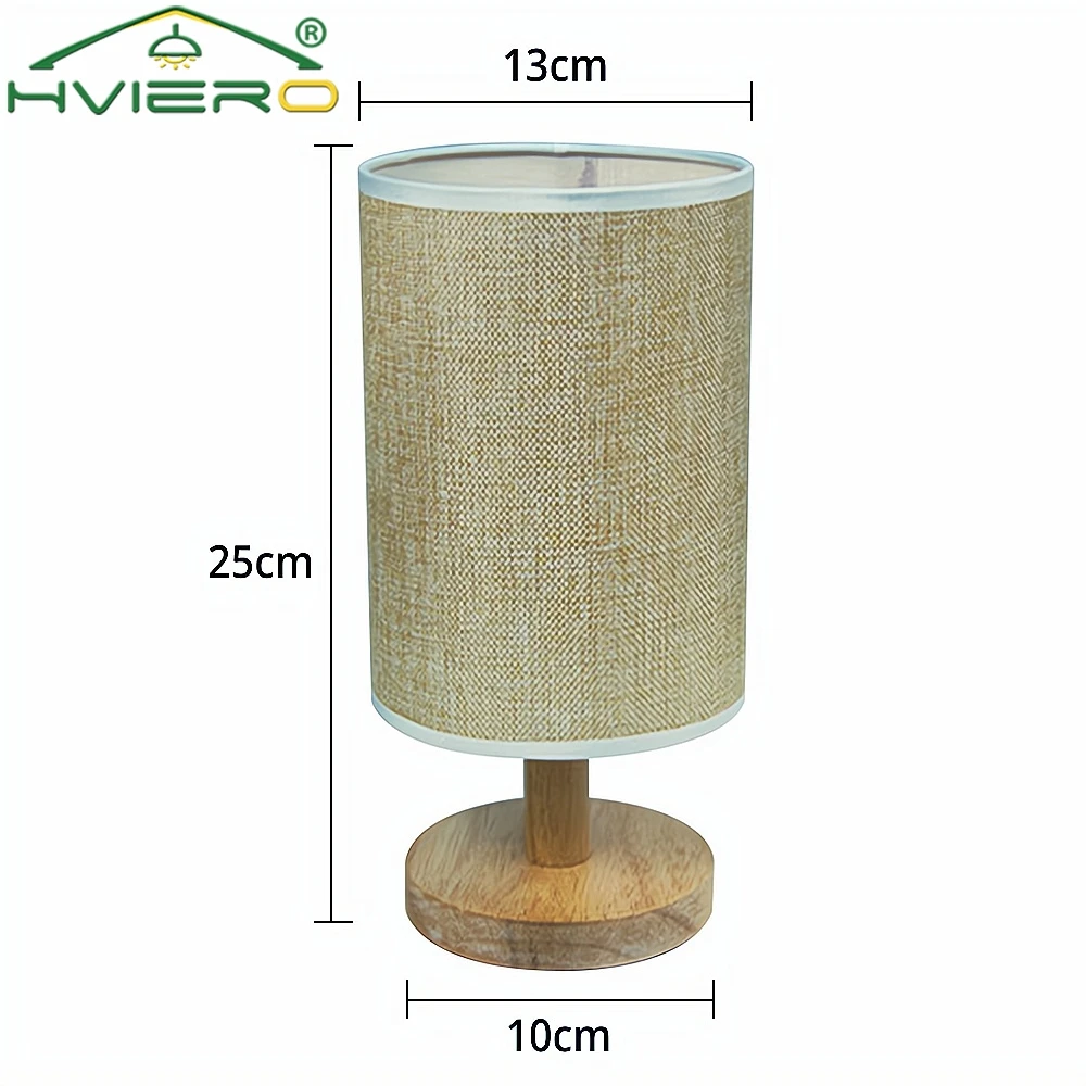 LED Hessian Solid Wood Decorative Lamp 5V USB Table Reading Bedroom Bedside Study Desk For Home Stay Energy Saving Night Light