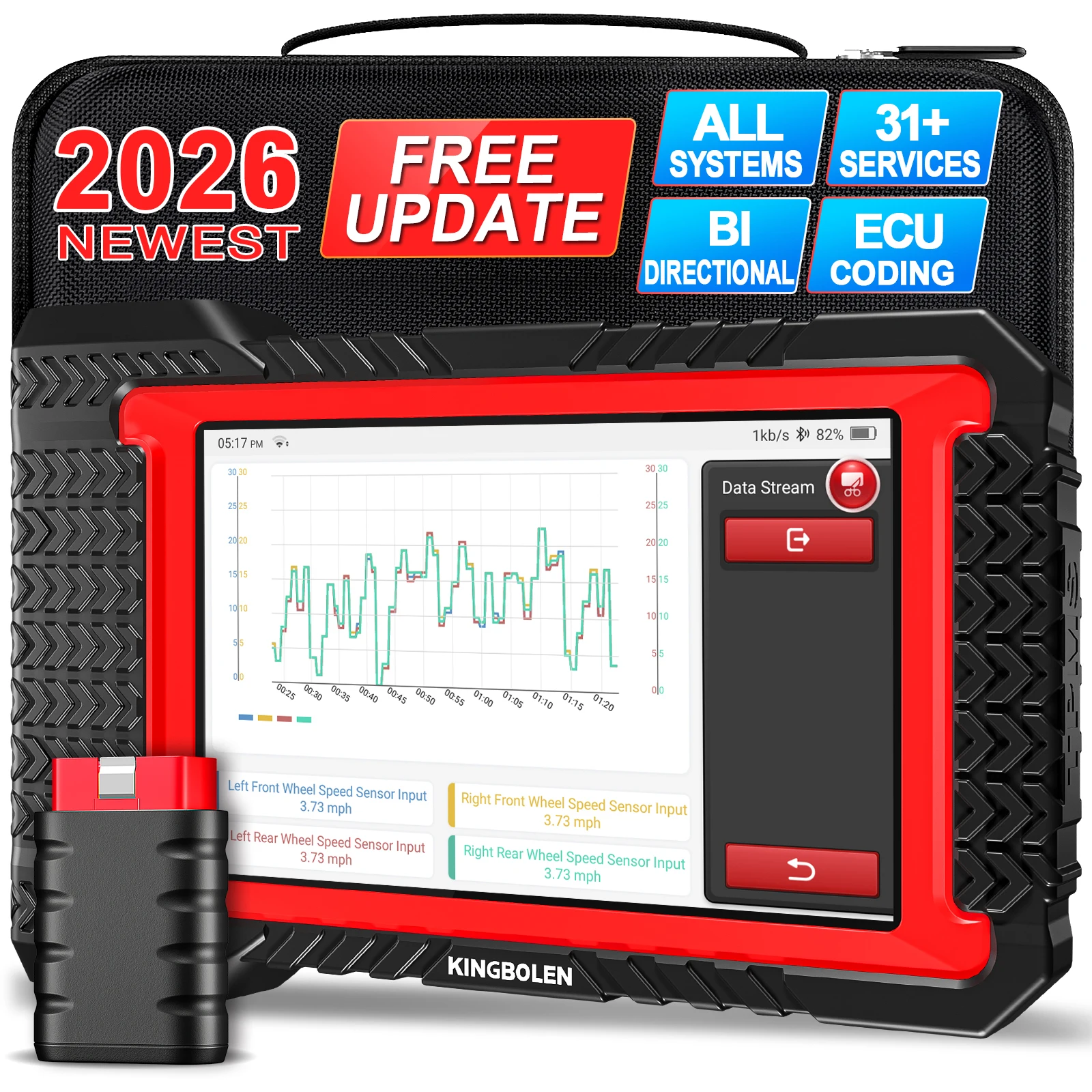 [Lifetime Free Update] KINGBOLEN K7 OBD2 Scanner ECU Coding Bidirectional 28 Reset ALL System Diagnostic Tool PK THINKSCAN MAX 2