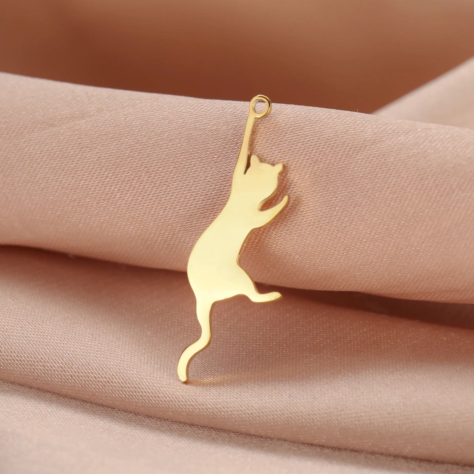 COOLTIME 5 Stück/Beutel süße Katze Edelstahl Anhänger Tier Haustier Charms für Schmuckherstellung Halskette Armbänder DIY Zubehör – Detail 13