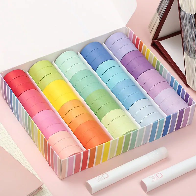 Hot Sale Rainbow Color Solid Color Washi Tape DIY Hand Account Decorative Tape Sticker 20 Colors Optional 5m