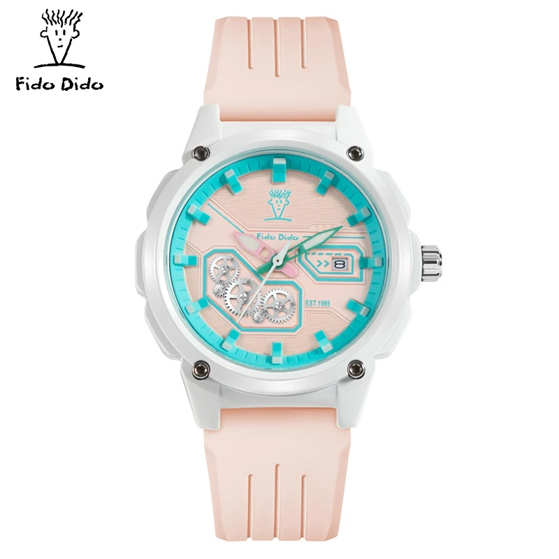 FIDO DIDO Unisex Sports Watch - Silicone Strap | 50M Waterproof | Japan Movement | Couple Gift FD2328-905