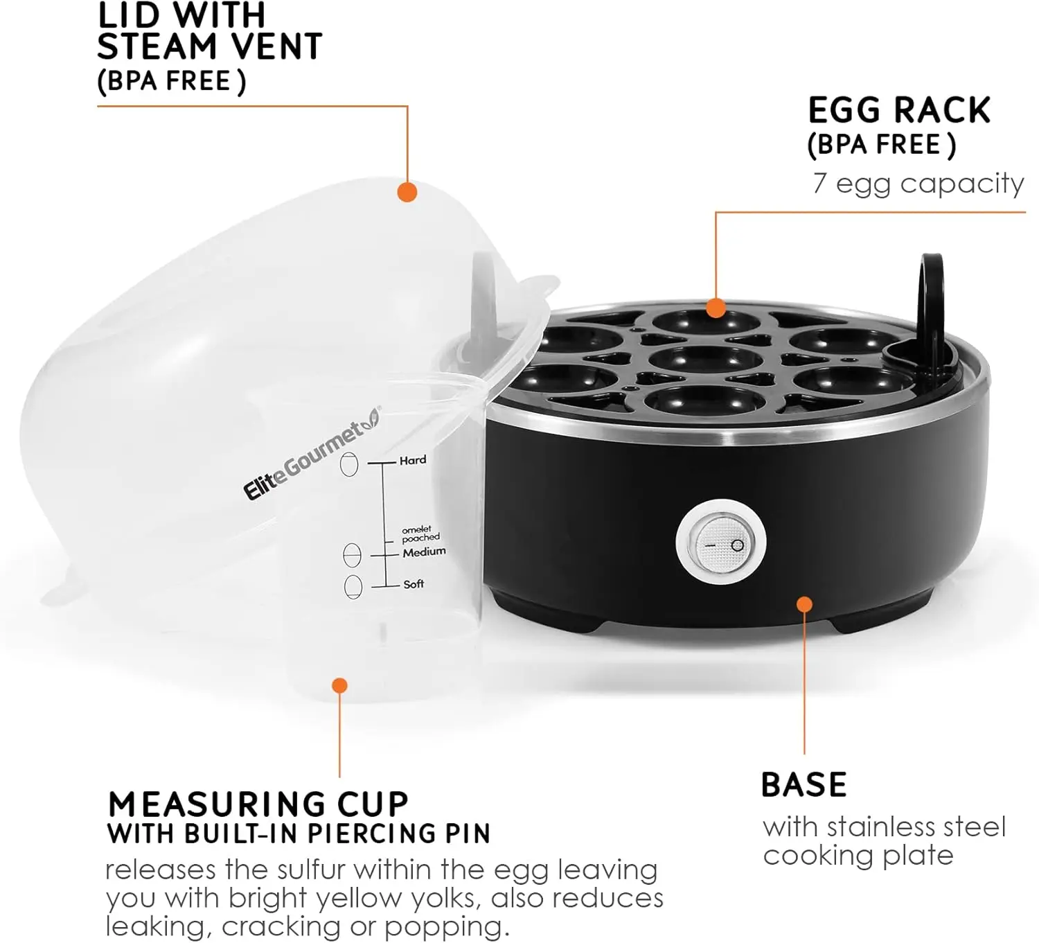 Microwave egg cooker for making hard-boiled, soft-boiled, and poached eggs quickly with a microwave-safe BPA-free egg cooker from VelmoraMart.