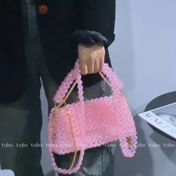 Rosa perline uniche fatte in casa borse firmate estate carino rosa abbigliamento donna borsa interna Versatile fantasia portafogli da sera per le donne