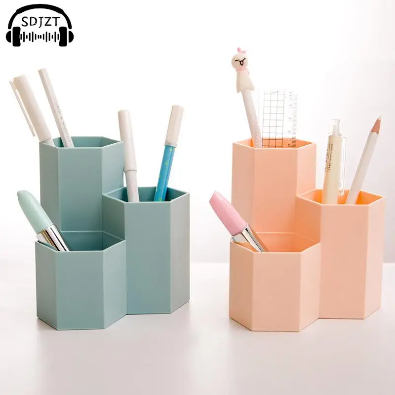 حامل قلم العسل بلوري بسيط ، سعة كبيرة ، مكتب متعدد الوظائف ، صندوق تخزين القرطاسية ، اكسسوارات المكتب