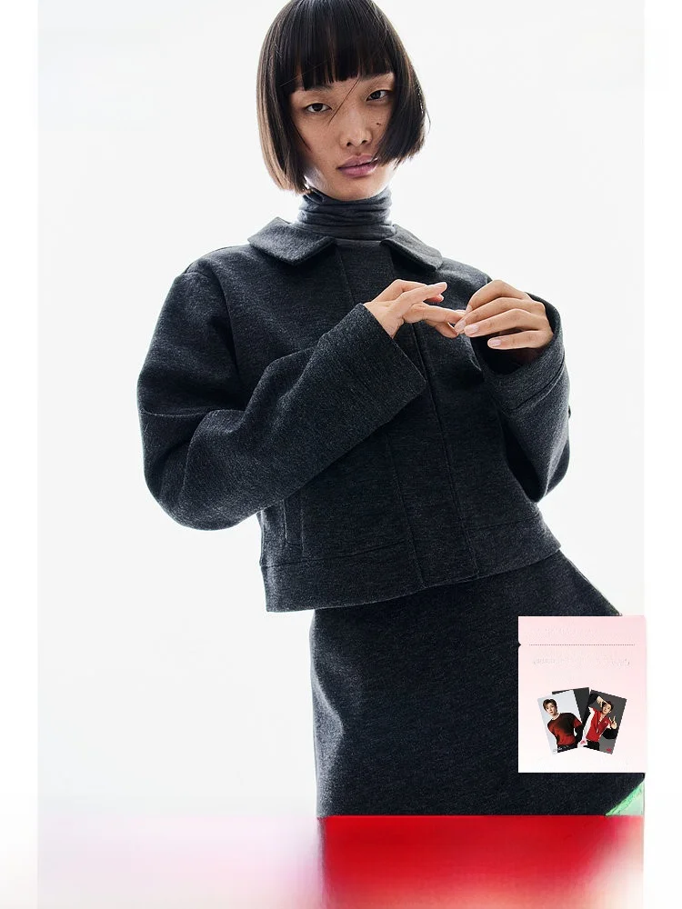 

Женское шерстяное пальто H&M, зимнее модное удобное мягкое свободное пальто с лацканами, осенняя коллекция 2024