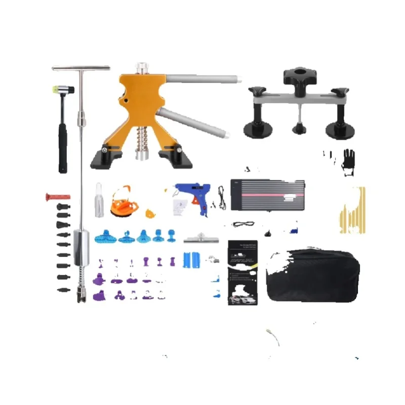 Podofo 118-teiliges Lackfreies Dellenreparatur-Set mit LED-Linienbrett, PDR Auto-Dellenreparatur-Kit, Dellenheber & Brückenabzieher für Karosserie-Dellen, Hagelschäden, Türdellen für PKW und SUV