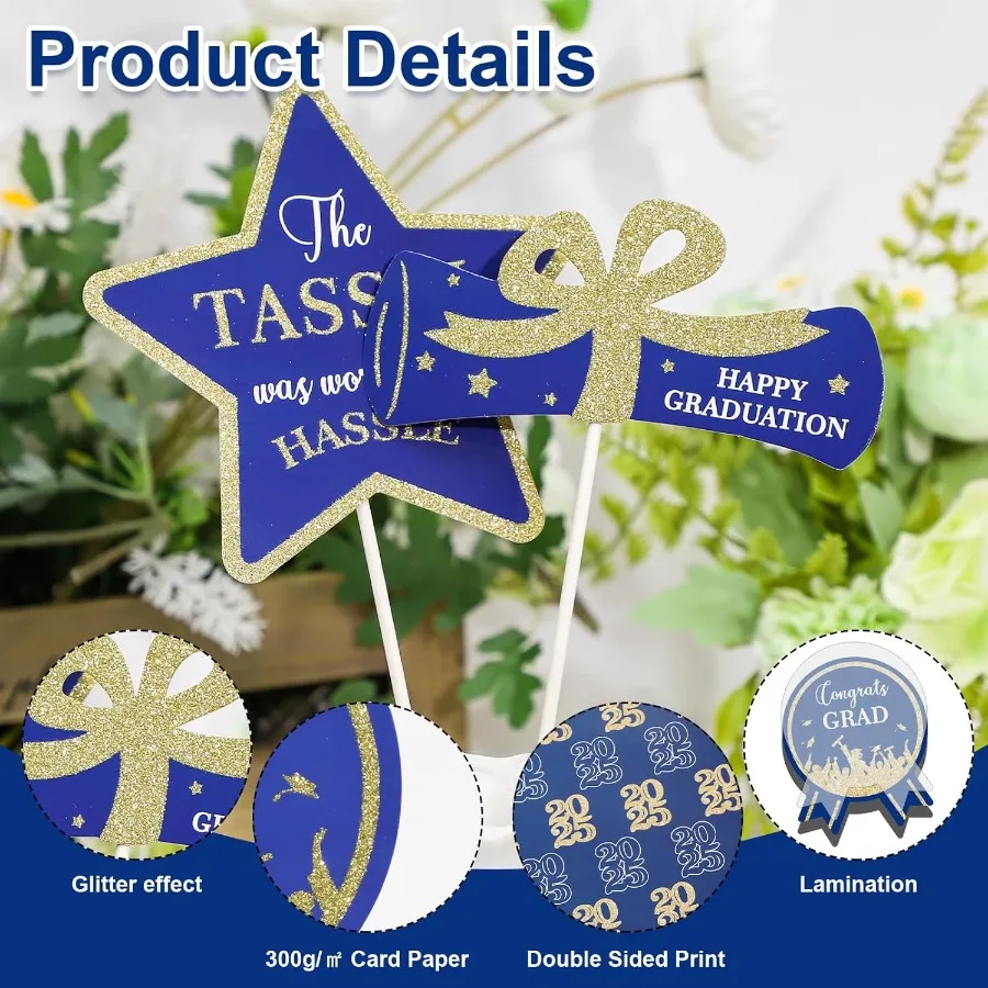 2025년 졸업 파티 장식 테이블 센터피스 스틱 졸업 파티 용품 반짝이는 테이블 토퍼 장식