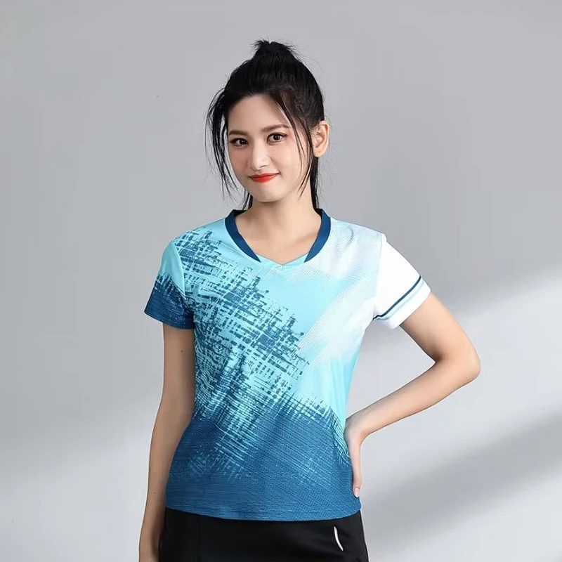 New White Tennis Shirt Badminton T-shirt for Women Quick Dry Summer Short Sleeve Volleyball Table Tennis Uniform Tops