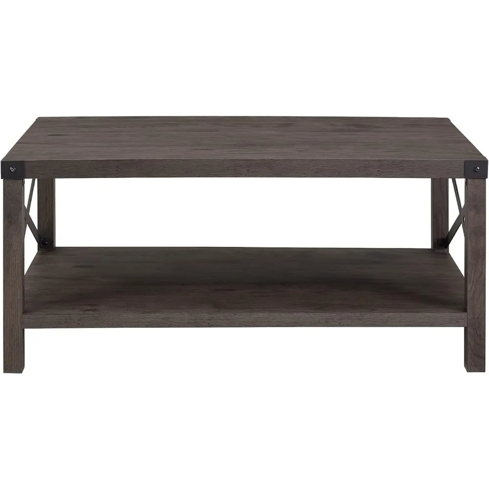 Sedalia Modern Farmhouse Metal-X Coffee Table, 1 Pack, Sable Grey