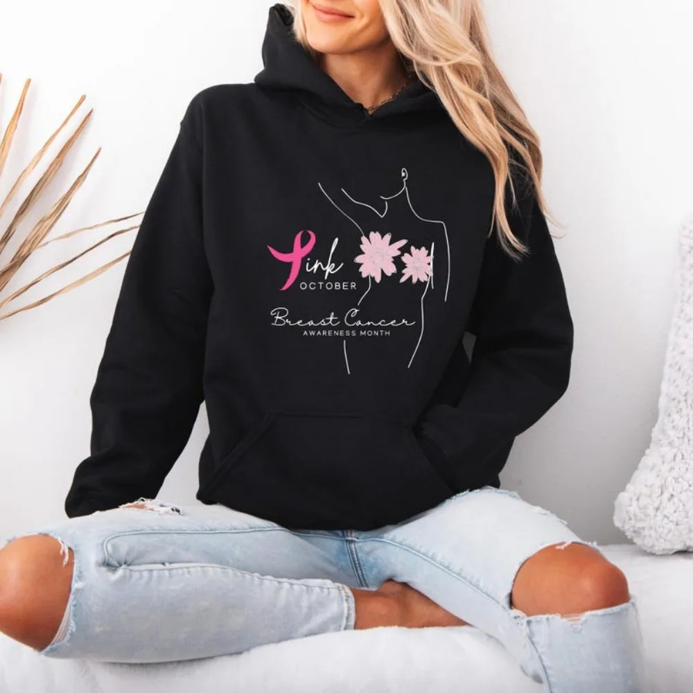 Rosa Oktober-Sweatshirt mit Gänseblümchen-Grafikdruck, Damenbekleidung, Brustkrebs-Bewusstseinsmonat-Sweatshirts, Krebs-Krieger-Kleidung
