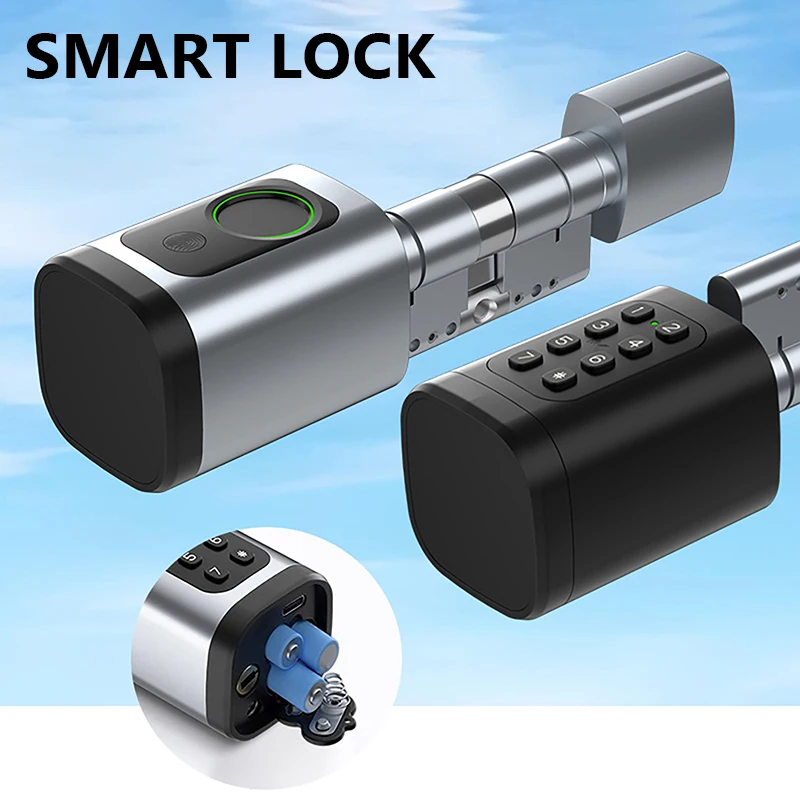 

Bluetooth без ключа цифровой биометрический отпечаток пальца пароль RFID-карта дверной замок Tuya TTLock приложение умный регулируемый цилиндрический замок