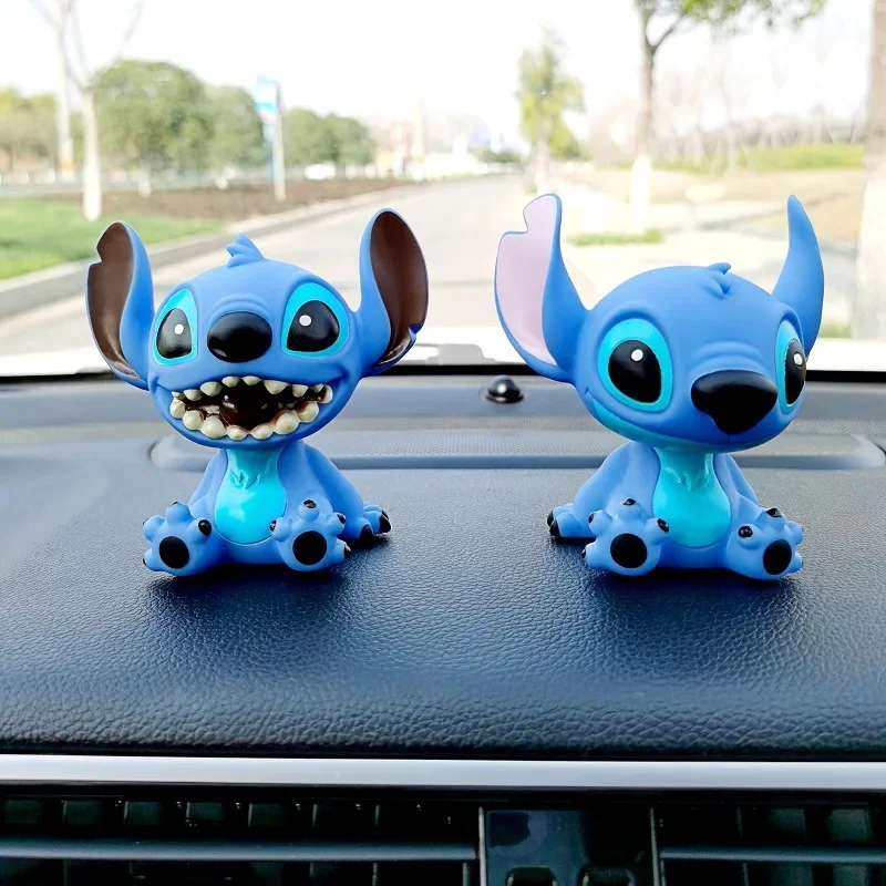 Disney Stitch Model smile Figure Phone holder Decoration Moving Head Doll Cute Interior Car Supplies Boutique Dolls home decor