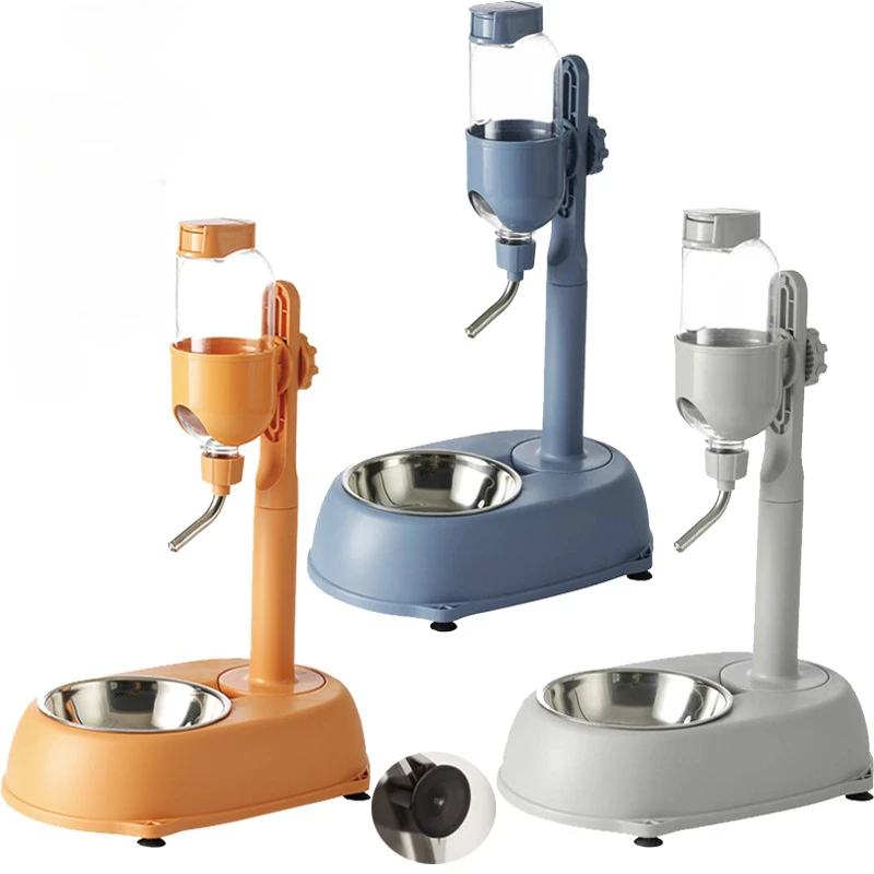 

1 Pc 500ML Pet Dog Water Dispenser Non-wet Water Dispenser Vertical Pole Dispenser Feeding Kettle Pet Drinking Waterer with Bowl