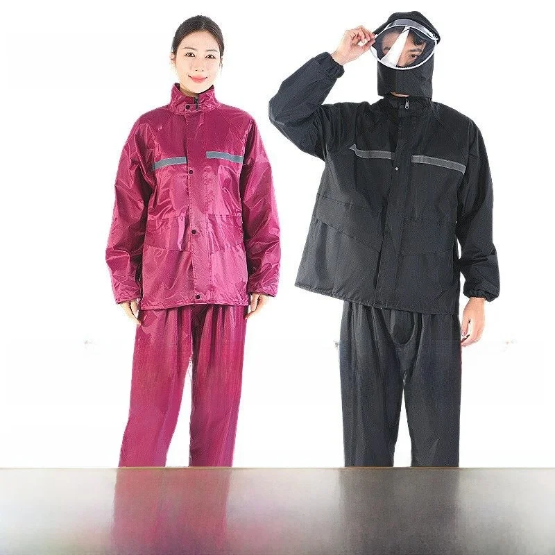 

Complete Rain Suit Men's Vehicle Delivery Riding Waterproof Breathable Double Layer Raincoat And Pants Set for Adults