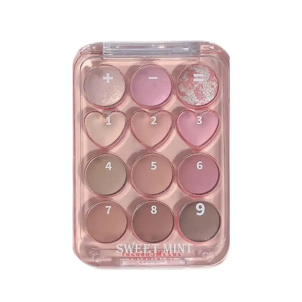 Twelve Color Love Eye Shadow Disc Multi-function Nude Low Love Fine Eye Flash Shadow Student Saturation P7J8