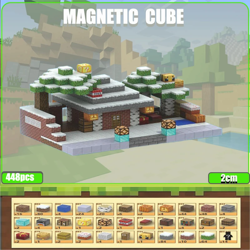 Magnetischer Baustein, Mine World, magnetischer Würfel, für Jungen, Mädchen, Kinder ab 3 Jahren, DIY-Modell, Kinder, trockenes Montessori-Sensorspielzeug, Geschenk