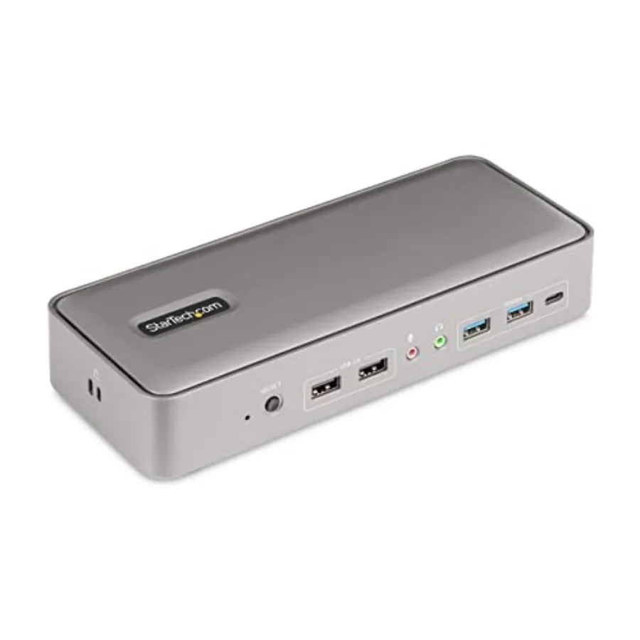 

Dual-Laptop USB-C KVM Docking Station with Dual 4K 60Hz DisplayPort Monitors 5-Port USB Hub GbE 90W/45W Power Delivery Supports
