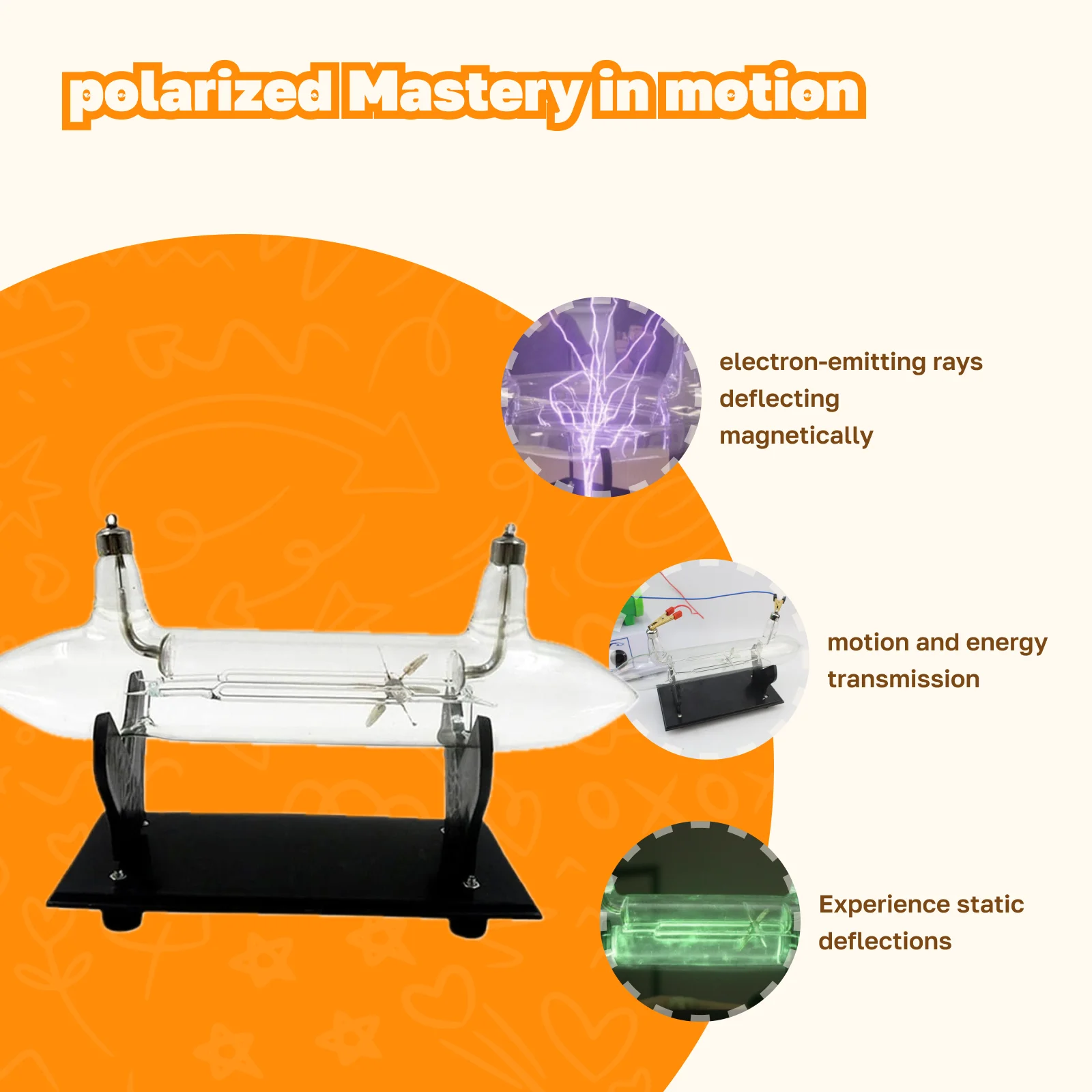 Equipamento de ensino de física tubo de raio cátodo efeito magnético mecanismo de vidro relógio de tubo para aprendizagem de estudantes