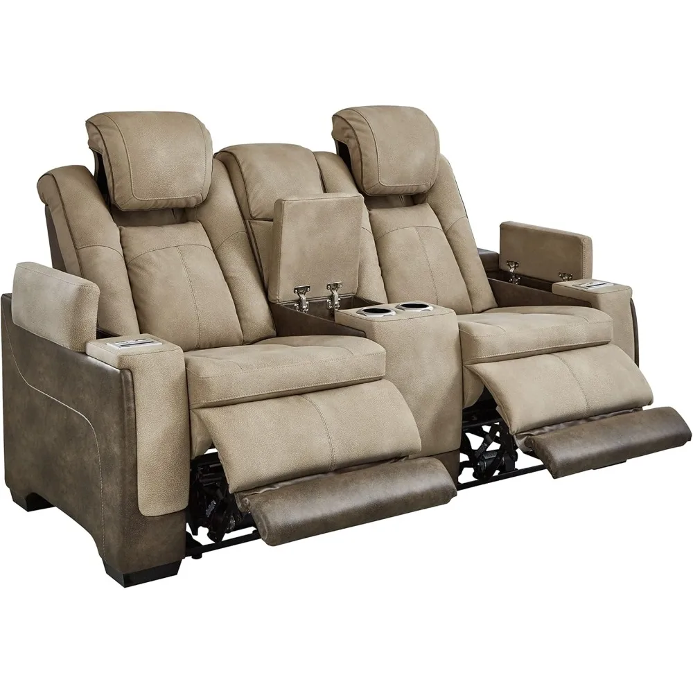 Next-Gen DuraPella Power Reclining Loveseat with Console & Adjustable Headrest,